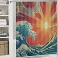 thumbnail image 6 of CMMY Blue Surf Sea Waves Vintage of Nature with Sun Retro Beach Decorative Waterproof Shower Curtain Set White, 6 of 7