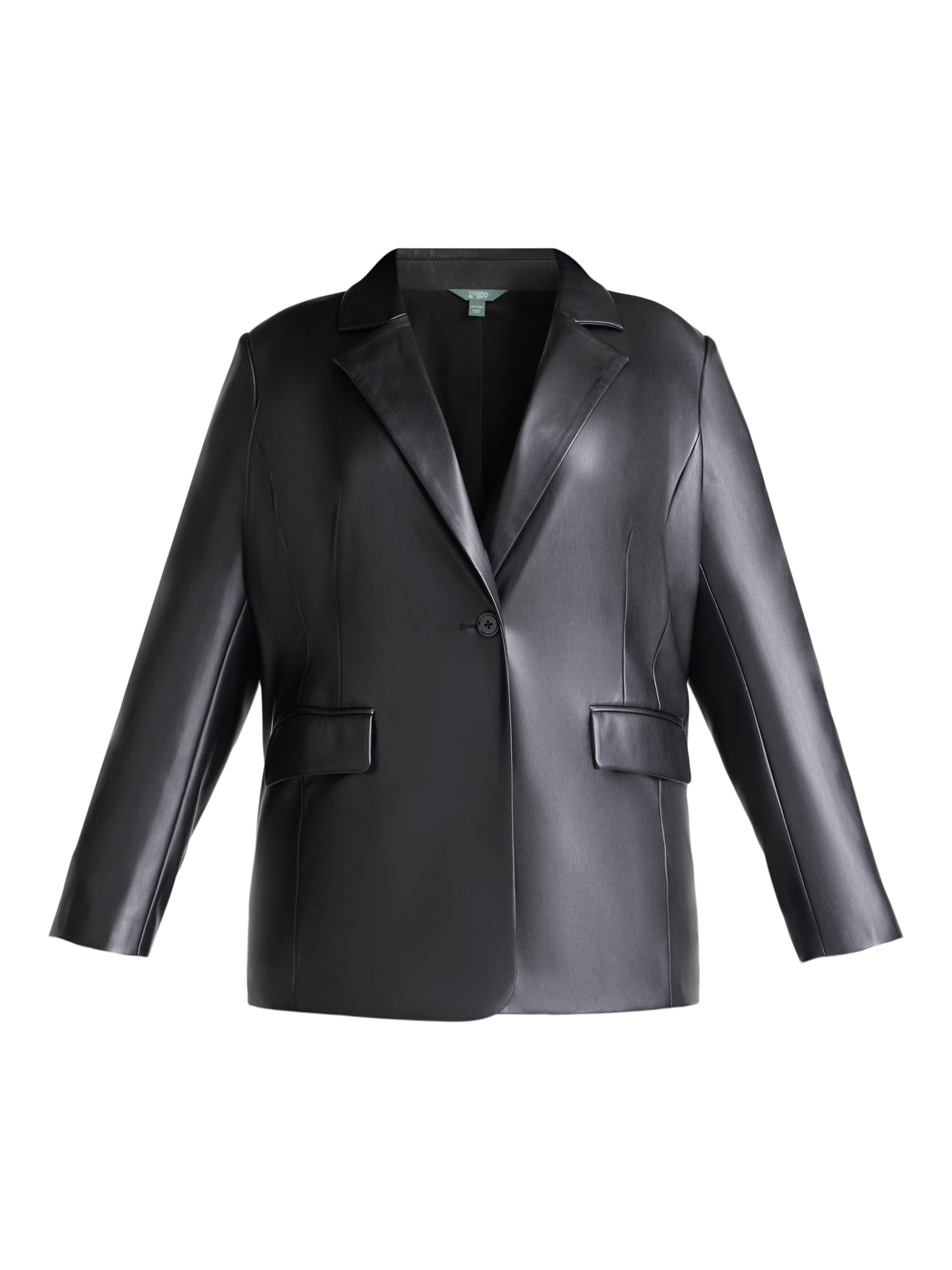 Terra & Sky Women's Plus Faux Leather Blazer, Sizes 0X-5X