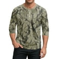 thumbnail image 2 of Lumtrix Mens Camouflage Henley Shirts 3/4 Sleeve Sleeve Camo Sport Summer Beach Casual Fitted Soft T-Shirt Light Green XL, 2 of 6