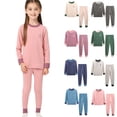 thumbnail image 4 of Mgmyaa Kids 100% Cotton Set Crew Neck Long Sleeve Thermal Underwear Base Layer Top and Cuffed Pants for Boys and Girls, 4 of 4