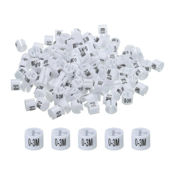 Unique Bargains Clothes Hanger Marker (0-3M, White) Colored Hanger Sizer Garment Markers Tag, Pack of 150
