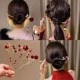 thumbnail image 3 of Red Rose Tassel Hair Sticks Women Antique Pearl Hairpin Female Hair Fork Pan Hair Chopsticks Headdress Valentine's Day Gift, 3 of 10