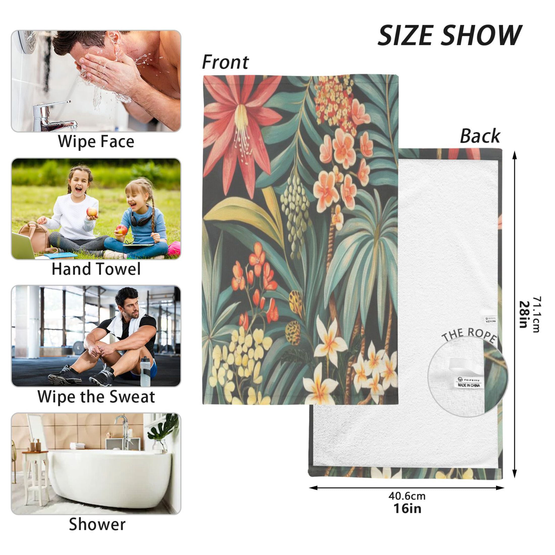 Cotton Towel Two-Piece 16x28 Inch One Sizex2 Face Towel Set Towel Set Cotton Hand Bath Towel Bathroom Beach White Narcissus