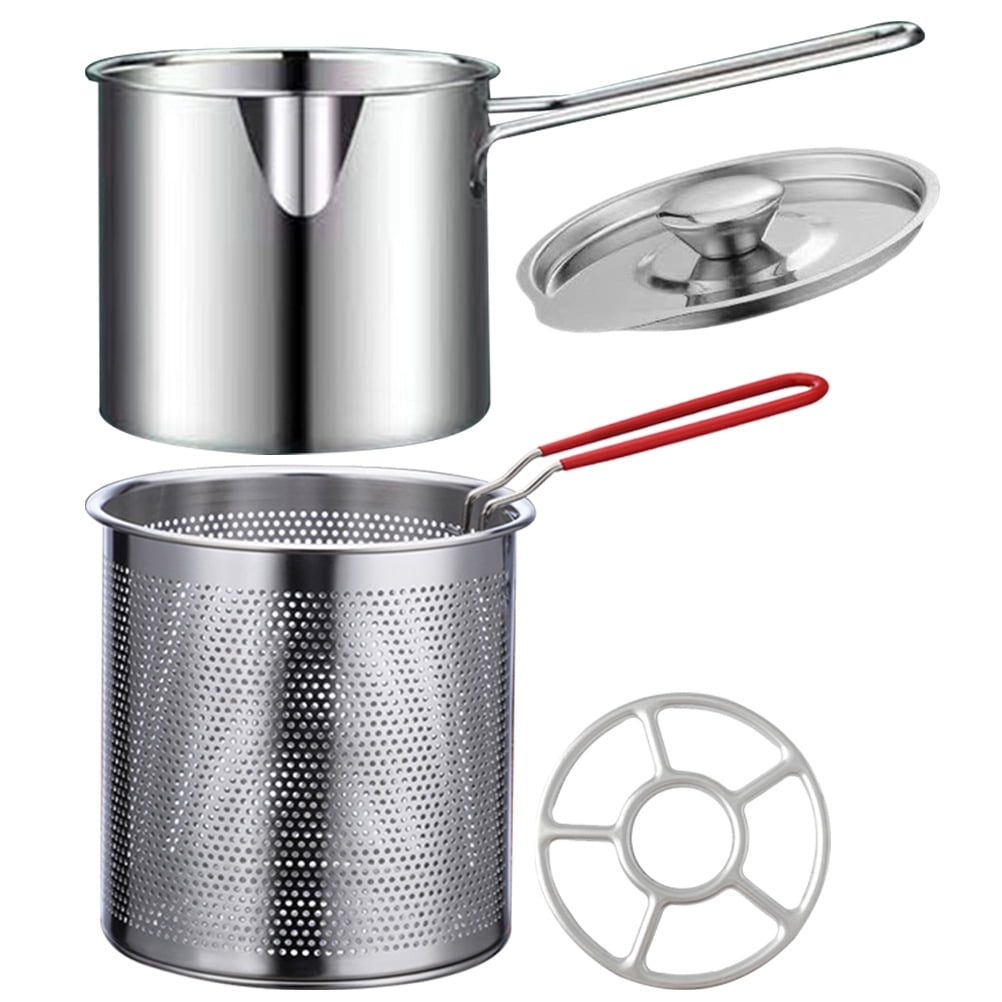 NUOLUX 1 Set of Stainless Steel Fryer Kit Frying Pot Basket Deep Frying