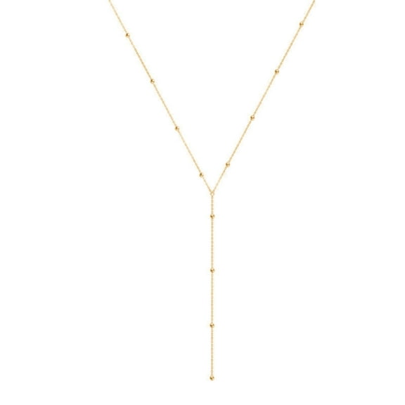 Mfigree Round Bead Long Tassel Necklace For Women With Low Chest And Cool Collarbone Chain