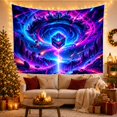 thumbnail image 3 of Moon Stars Cosmic with Glowing Translucent Geometric Cube, Mystical Fantasy for Space Lovers, Galaxy Room Decor, Graduation Gift, Tapestry Wall Hanging for Bedroom and Dorm, 3 of 7