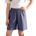 thumbnail image 5 of Girls Cotton Shorts 3 Pack Elastic Waist Soft Breathable Kids Summer Pull-On Lounge Play Shorts Pink,Size 5 T, 5 of 9