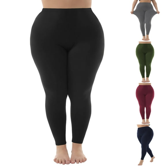 Women's Plus Size Everyday Leggings in Soft Cotton Spandex Blend Comfortable Stretch Fit for All Day Wear