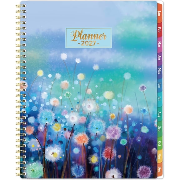 2027 Planner - 2027 Weekly and Monthly Planner, Jan. 2027 - Dec. 2027, 11" x 8.5", Calendar Planner 2027, Colorful Laminated Tabs, Thick Paper, -Wire Binding, Storage Pocket