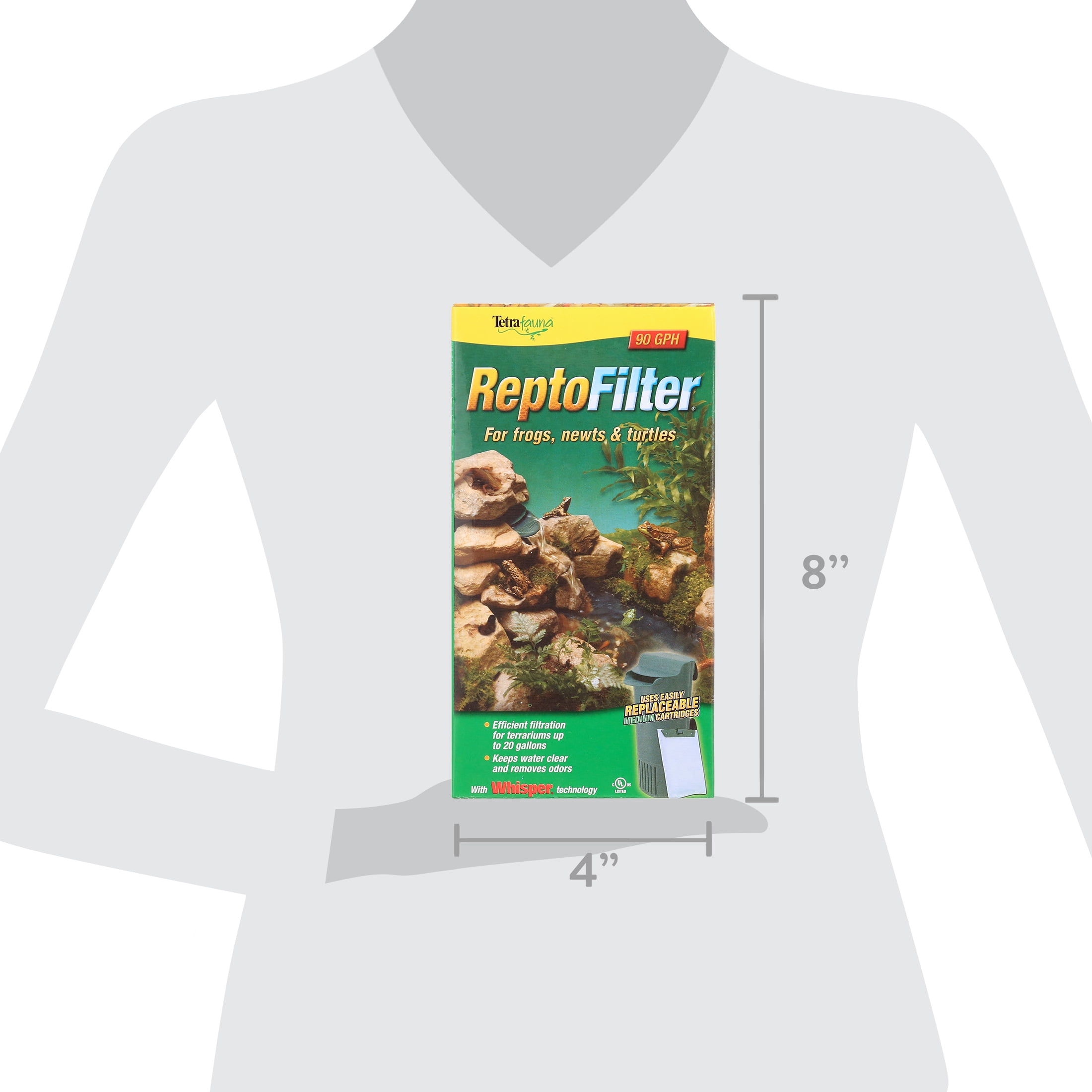 TetraFauna ReptoFilter 20 Gallons, Terrarium Filtration, Keeps Water Clear