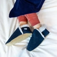 thumbnail image 3 of Dotty Fish Toddler Suede Slippers - Non-Slip, Soft Fleece-Lined –  Navy Blue, 18-24 Months, 3 of 6