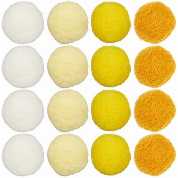 40pcs 20mm Yellow Craft Wool Felt Balls Craft Wool Felted Small Gold Light Khaki Fuzz Puff Pompoms Balls Crafts Bulk for Cats Wedding Home Easter Christmas Ornaments Accessories DIY