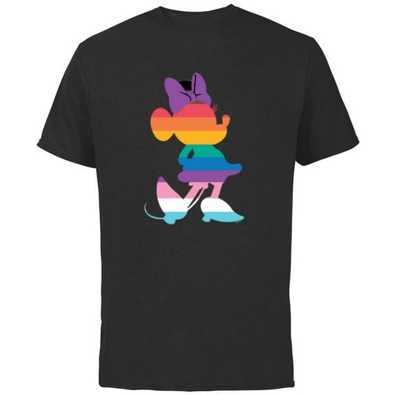 Disney Minnie Mouse Pride Inclusive Pose Rainbow Icon Fill - Short Sleeve Cotton T-Shirt for Adults - Customized-Black