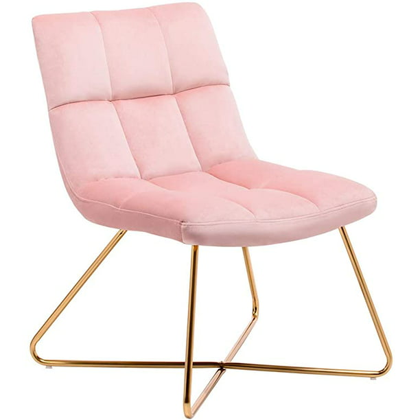 Duhome Velvet Accent Chair Retro Recliner Leisure Small Lounge Chair Mid Century Modern Vanity Chair For Living Room Bedroom With Gold Metal Legs Salmon Pink 1 Pcs Walmart Com Walmart Com