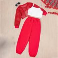 thumbnail image 4 of Kaprioy Girls 3 Piece Purple Casual Set, Long Sleeved Openwork Top, Cami Tops and Sports Pants Fashion Outfits Girls Summer Clothes, 4 of 4
