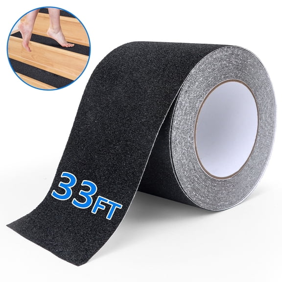 Tripumer Anti Slip Tape for Stairs Heavy Duty PVC Grip Tape 4 in x 33 ft Abrasive Tread Staircases Tape Black