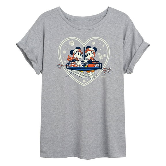 Disney - Ski Lift Heart - Juniors Ideal Flowy Muscle T-Shirt
