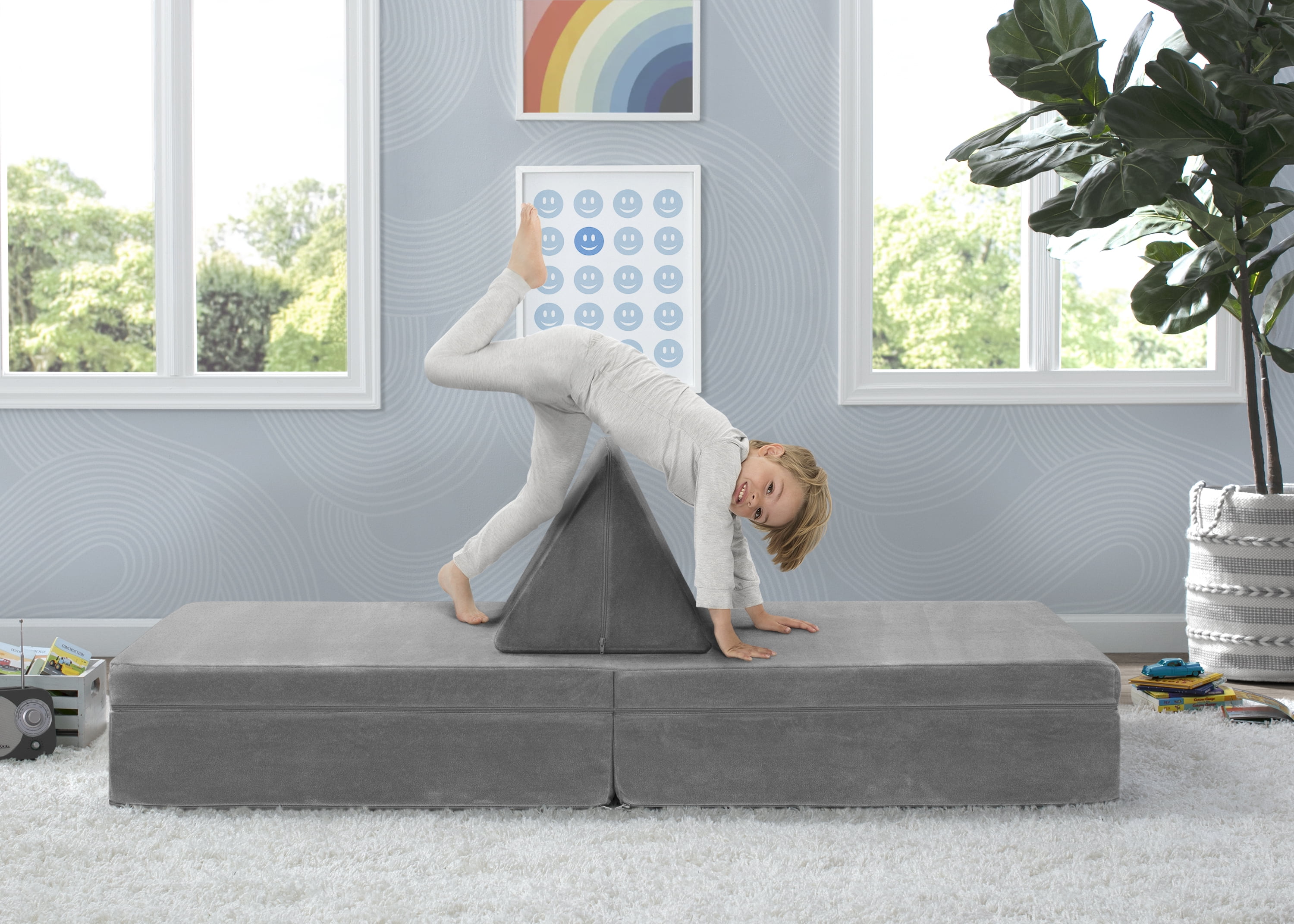 Delta Children Cozee 4-Piece Lounger and Play Set Sofa/Couch, Grey