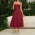 thumbnail image 6 of Qiopertar Women's Casual Split Drawstring Dress with Straps V-Neck Sleeveless Summer Beach Party Vacation Boho Wrap Slit Dress, Wine S, 6 of 7