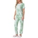 thumbnail image 4 of Conjunto de pijamas para mujeres INSPIRE CHIC, ropa de dormir suave, camiseta de teñido anudado con pantalones, atuendos de sudadera con bolsillo, talla XL, verde, 4 of 6