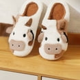 thumbnail image 2 of LoyisViDion Winter Padded Cute Cow Home Slippers for Women Men and Women Warm Thickened Indoor Non-slip Couple Cotton Shoes Brown 44-45, 2 of 6