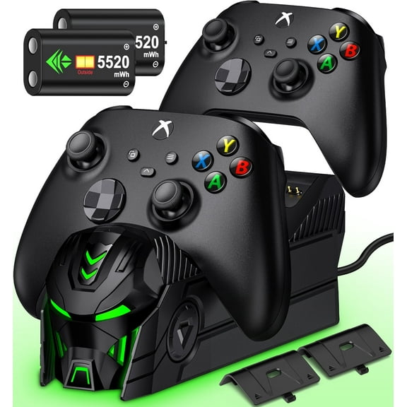 ESYWEN Xbox Controller Charger Station with 2 x 5520mWh Rechargeable Battery Packs for Xbox One X/S/Elite, Xbox Series X/S