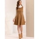 thumbnail image 4 of Vestido de Gamuza Sintética Allegra K sin Mangas Cuello Redondo Línea A marrón L, 4 of 6