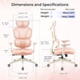 thumbnail image 2 of MotionGrey Mellow Ergonomic Office Chair-Comfy High Mesh Back Support with Adjustable Armrests - Desk Computer Chairs Perfect for Home Gaming and Offices - Pink, 2 of 12