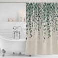thumbnail image 2 of Polyester Fabric Teal Green Eucalyptus Leaves Shower Curtain, Spring Plants Country Beige Waterproof Bathtub Curtain Bathroom Decor Set with Hooks 36 x 72 Inches, 2 of 6
