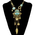 thumbnail image 2 of Retro Bohemian Turquoise Tassel Chain Choker Pendant Necklace - , as, 2 of 8
