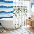 thumbnail image 5 of No Hook Shower Curtain, Sage Green Eucalyptus Shower Curtains for Bathroom with See Through Top Window, Watercolor Spring Weeping Botanical Waterproof & Washable Bath Curtain Stand Up Stall 36"x72", 5 of 9