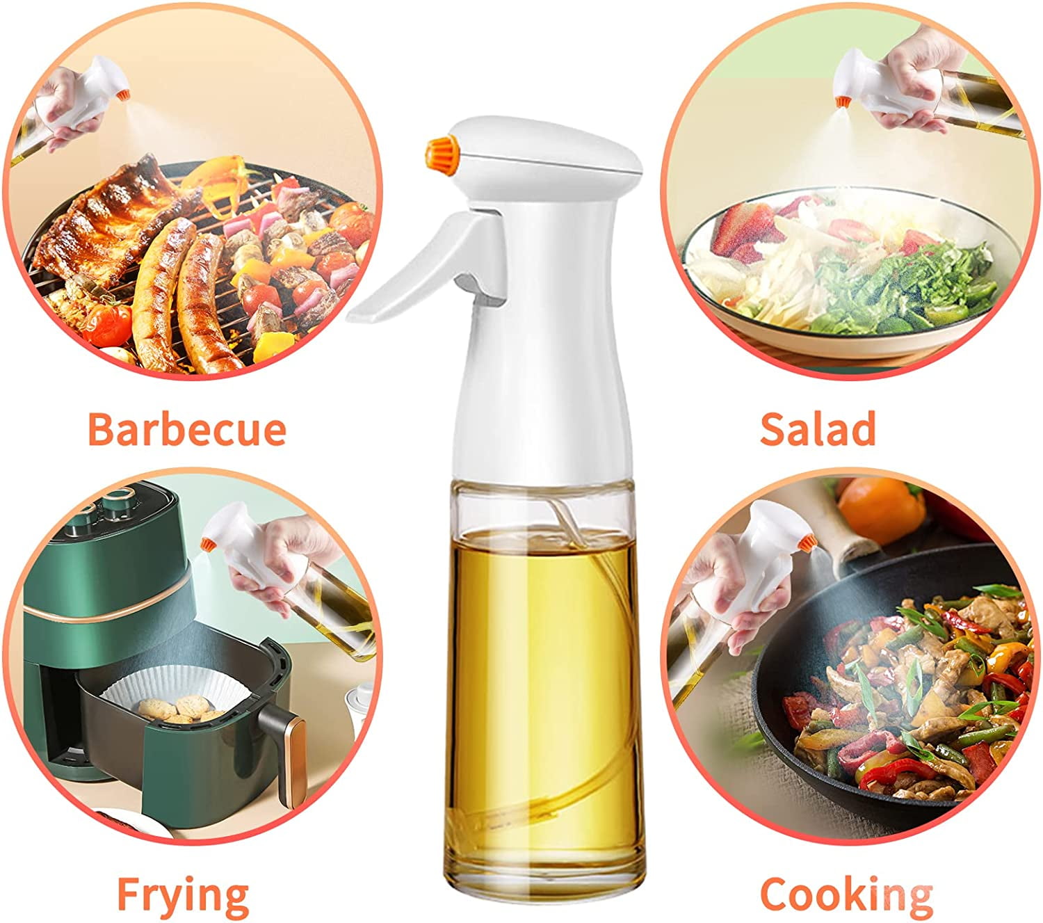 MIUSITE Oil Sprayer for Cooking Air Fryer, 2 Pack Olive Oil Spray Bottle,  10oz Food-Grade Plastic Oil Spritzer Mister, Refillable Oil Dispenser  Bottle