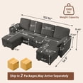 thumbnail image 4 of Pingliang Home Corduroy Sectional Sofa with Double Ottomans, Modern Modular Sofa Couch with Storage,4 Seat U-Shaped Couch Sofa for Living Room, Apartment, APT,Office,Studio,Dark Gray, 4 of 8