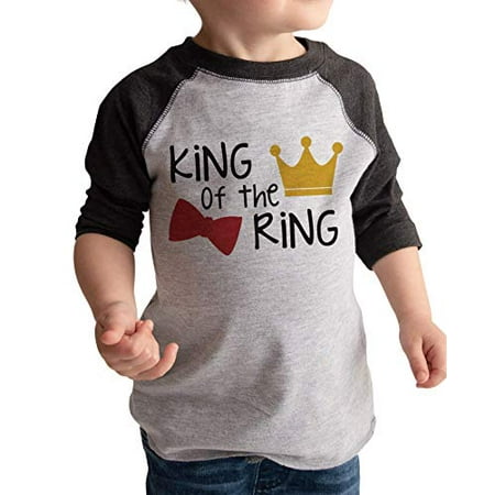 

7 ate 9 Apparel Youth Boy s King of The Ring Wedding Grey Raglan