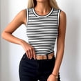 thumbnail image 4 of WAYUTE Tank Tops for Women Casual Striped Print Round Neck Sleeveless Slim Fit Nightwear Breathable Basic Top Summer Holiday, 4 of 6