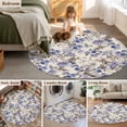 thumbnail image 5 of Round Rugs 5Ft, Vintage Purple Flower Round Area Rug Washable Indoor Throw Carpet, Farmhouse Botanical Floral Retro Soft Non Slip Circle Rug for Cabinet Bathroom Home Decor Aesthetic, 5 of 8