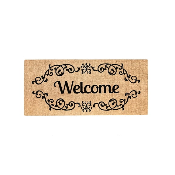 Evergreen Welcome Scroll Sassafras Indoor Outdoor Switch Doormat 22"x10"