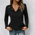 thumbnail image 2 of aidice Womens Sweatshirts Lapel Neck Button Long Sleeve Texture Fall Pullover Tops with Kangaroo Pockets, 2 of 6
