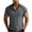 Dark Gray, variant on Men's Casual Henley Shirts Man Fashion Solid-Color Half Button-Up Pocket Short Sleeve Standing Collar Blouse Shirt Top Gray M