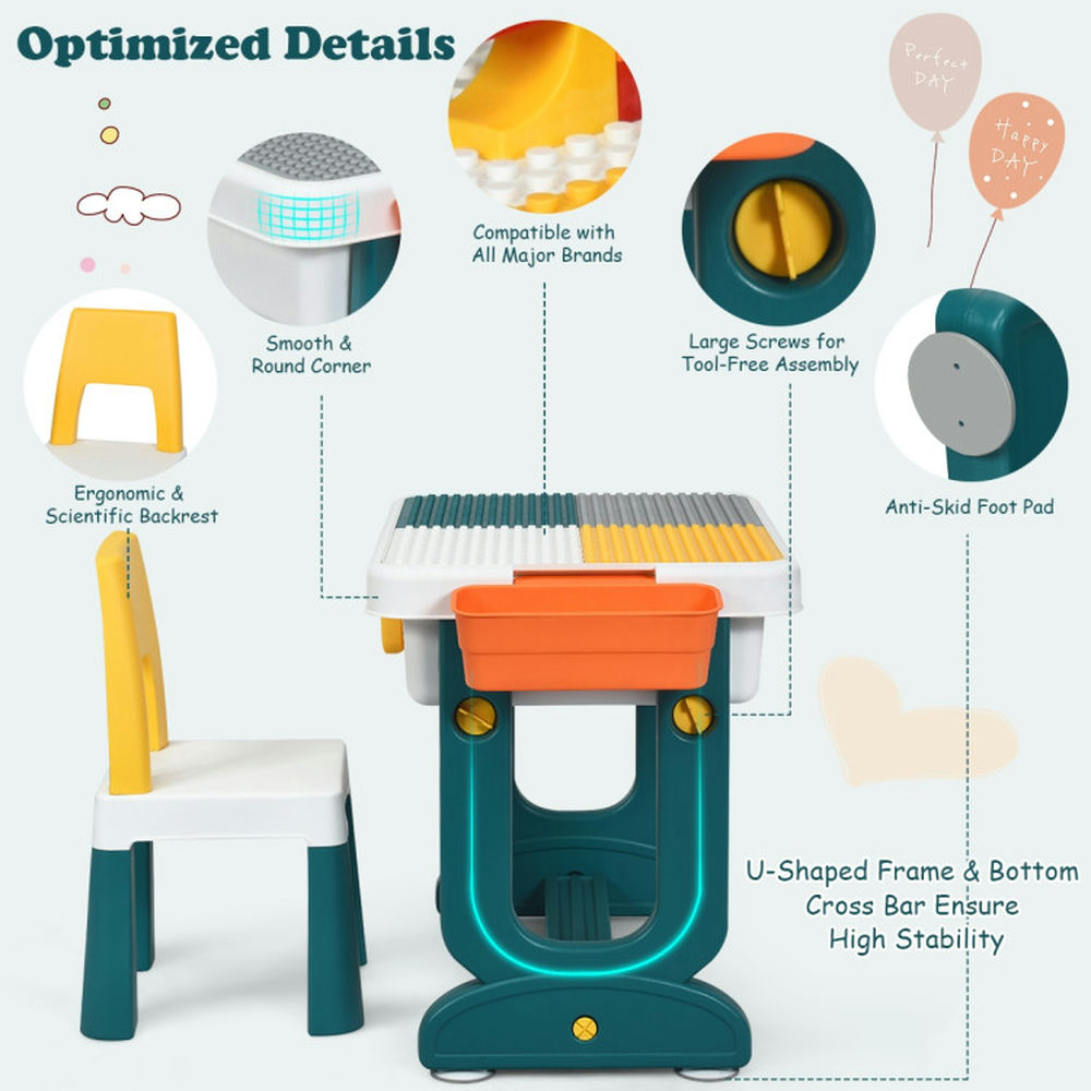 Spaco 5-in-1 Kids Activity Table Set, Toddler Table and Chair Set for Arts & Crafts, Snack Time, Homeschooling, Homework