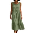 thumbnail image 6 of Dvprdro Cotton Linen Crew Neck Sleeveless Loose A Line Midi Dress for Women Summer Beach Casual Solid, 6 of 7
