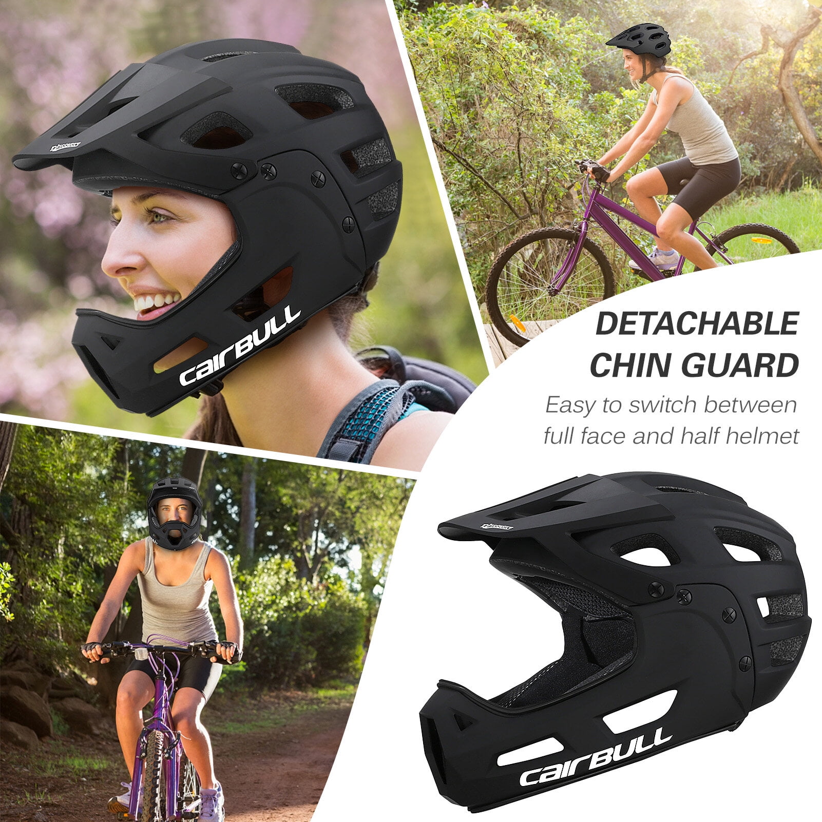 Full Face Bike Helmet Adult Cycling Helmet with Detachable Chin Guard and Visor for Mountain Biking Walmart