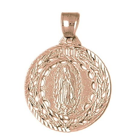 14K Rose Gold Our Lady Guadalupe Pendant - 35 mm