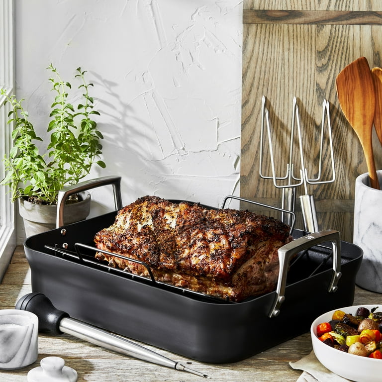 KITESSENSU Nonstick Roasting Pan with Rack 15 x 11 inch - Turkey