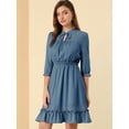 thumbnail image 2 of INSPIRE CHIC Women's Ruffle Hem 3/4 Sleeve Smocked a-Line Dress, 2 of 5
