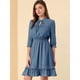 thumbnail image 2 of Vestido Corto de Gasa Allegra K San Patricio con volantes y Manga 3/4 Gris azulado M, 2 of 5