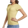 thumbnail image 2 of Timegard Summer Tops for Women Short Sleeve Solid Color Basic Tee Casual Crewneck Slim Comfy T Shirts, 2 of 3