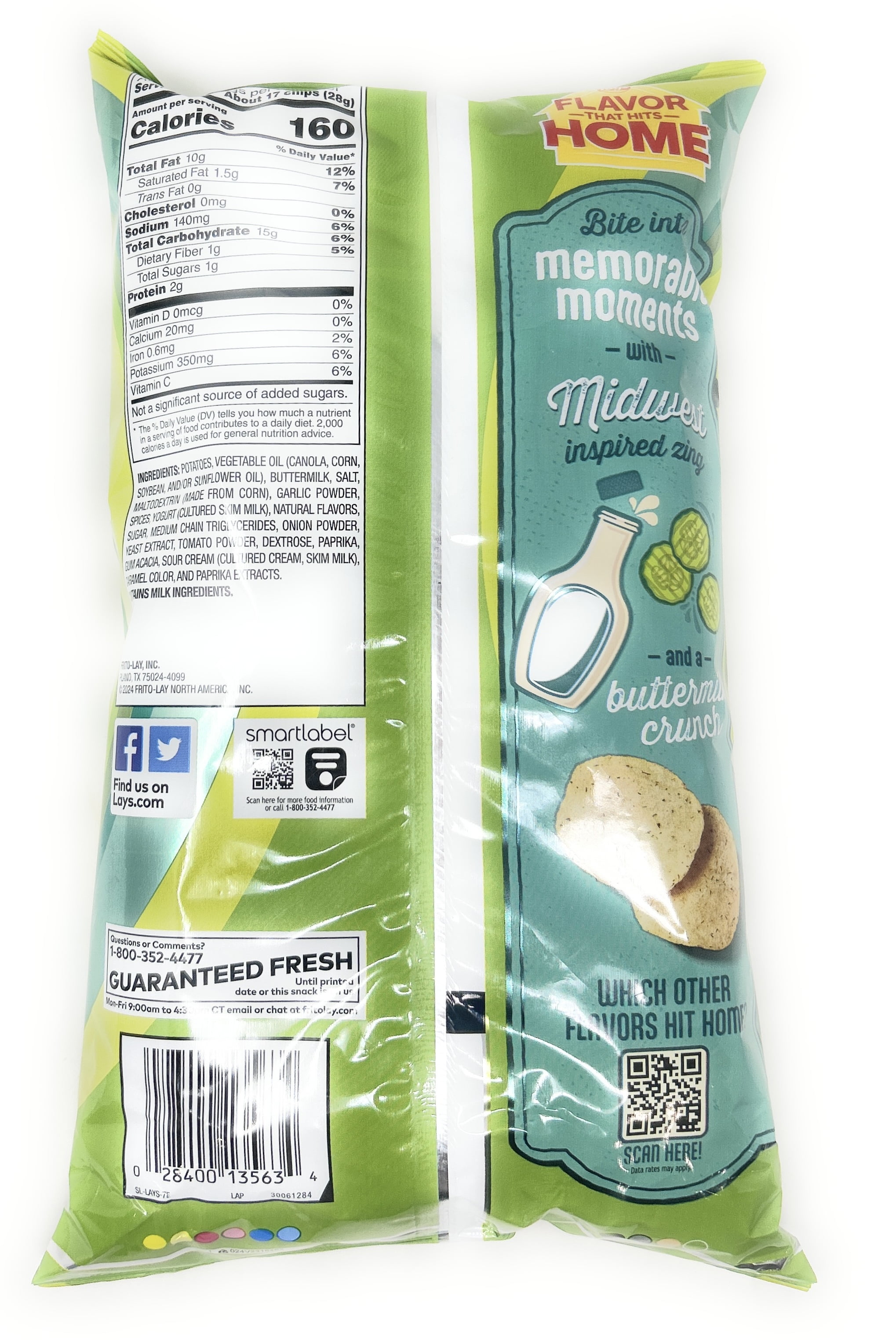 Lay's Midwest Inspired Fried Pickle with Ranch Flavored Potato Chips 7.75oz - 1 bag