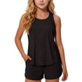 thumbnail image 1 of Swimsuit for Girls, 2-Piece Tankini Set With Solid Color Split Design for Beach Summer, 1 of 7