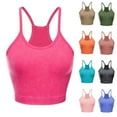 thumbnail image 3 of Xfvqtps Built in Bra Tank Tops for Women Racerback Sleeveless Rib Spaghetti Strap Solid Color Crop Tank Top Hot Pink, 3 of 3